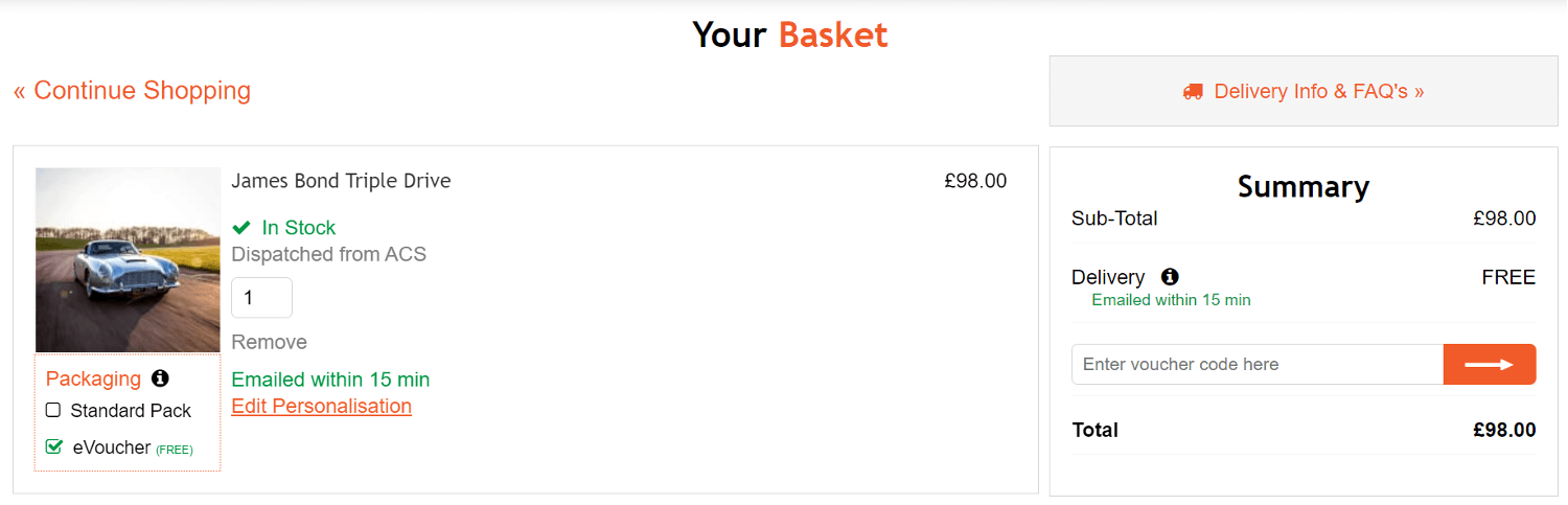 Find Me a Gift discount code box during checkout