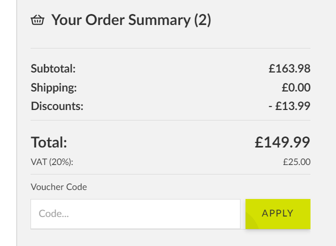 Ryobi discount code box in shopping basket
